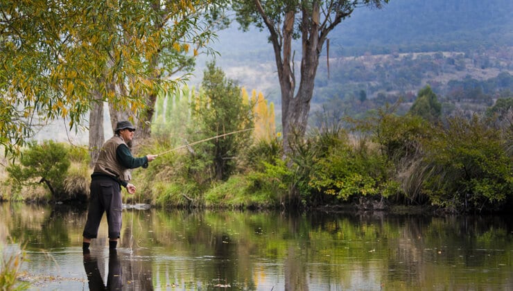 Fishing in the Tyenna River
