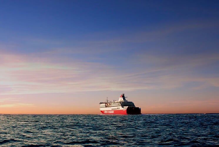 Spirit of Tasmania sailing into the sunset at dusk